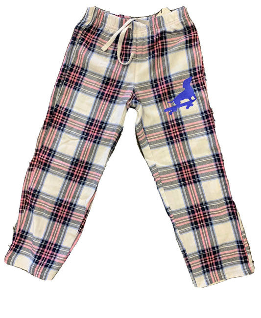 White, Pink and Blue Check Pyjama Pants