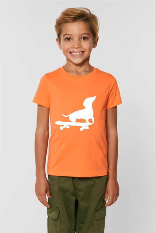 Big Dog on a Skateboard T shirt // Sunshine Orange